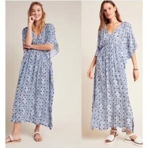 Rujuta Sheth Anthropologie Marie Cinched Kaftan Maxi Dress One Size Resort Beach